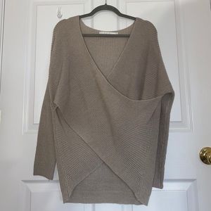 ASTR the Label Tan Crossed Sweater